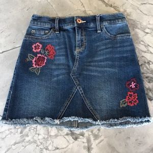 Abercrombie Kids Denim Skirt with Pink Floral Embroidery